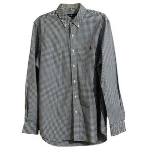 Ralph Lauren Shirt Mens Large Blue White Check Classic Fit Button Down Collar